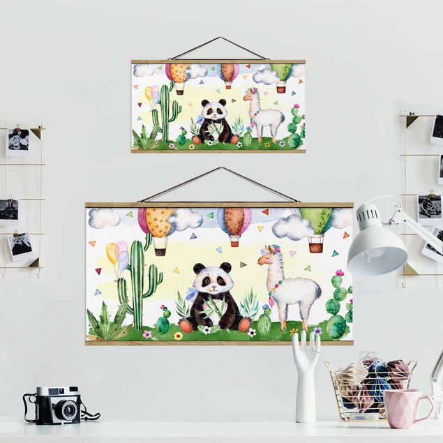 Obrazy Panda i lama Akwarela