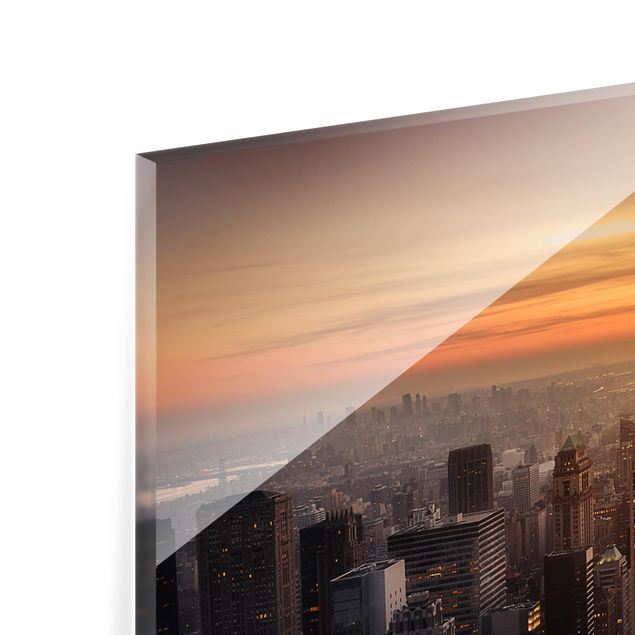 Panel szklany do kuchni - Manhattan Skyline Wieczorny nastrój