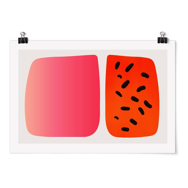 Obrazy nowoczesny Abstrakcyjne kształty - Melon i róż