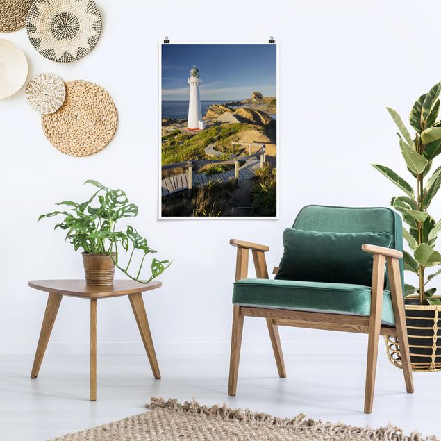 Nowoczesne obrazy do salonu Latarnia morska Castle Point Nowa Zelandia