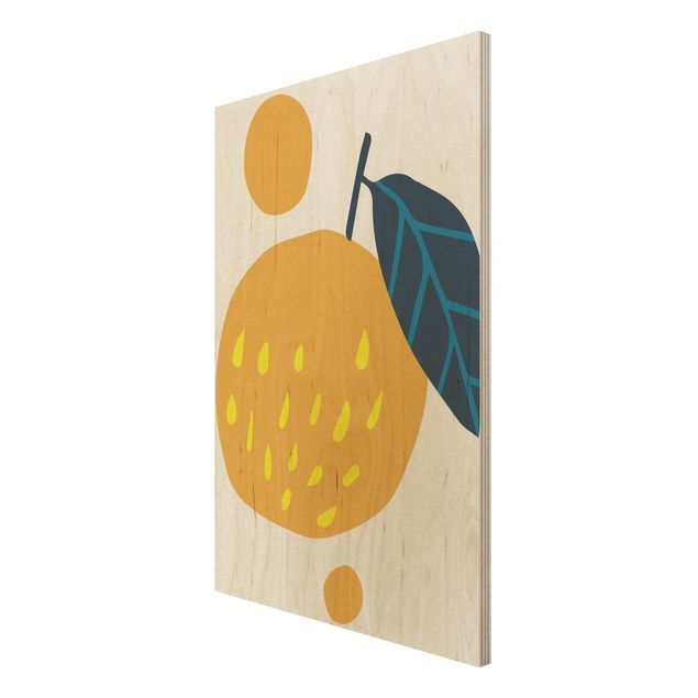 Obrazy z drewna Abstrakcyjne kształty - Pomarańczowy