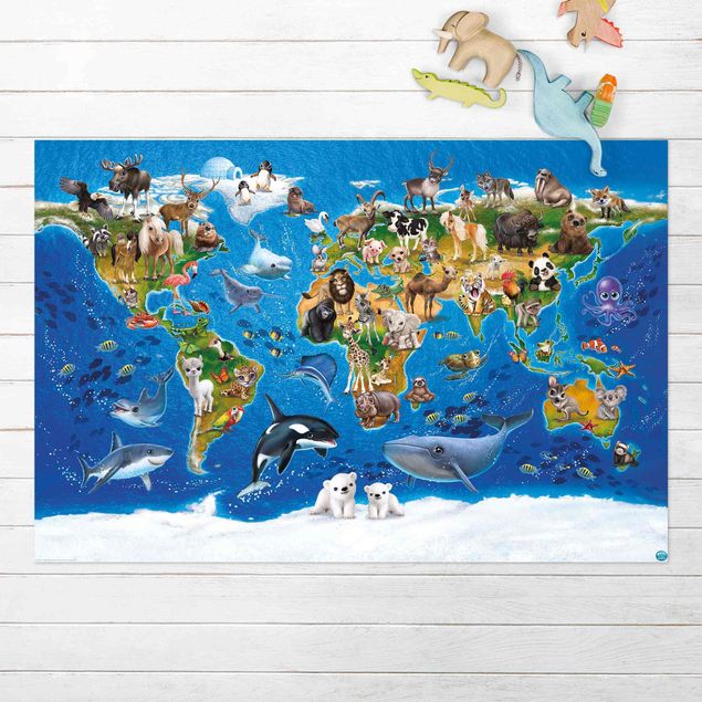 dywan ogrodowy Animal Club International - Mapa świata ze zwierzętami
