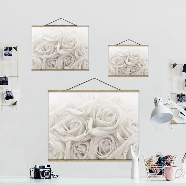 Plakat z wieszakiem Białe róże