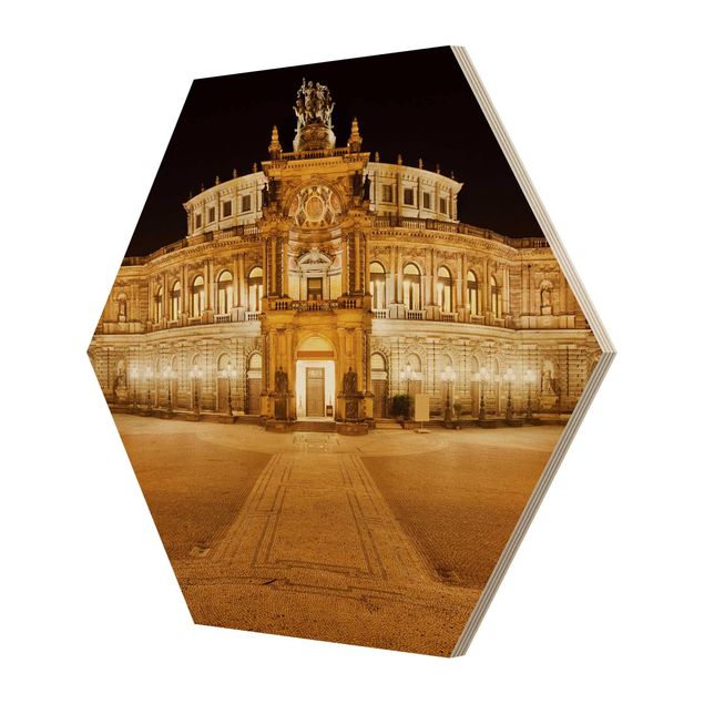Obraz heksagonalny z drewna - Opera w Dreźnie