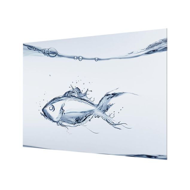 Panel szklany do kuchni - Płynna srebrna ryba