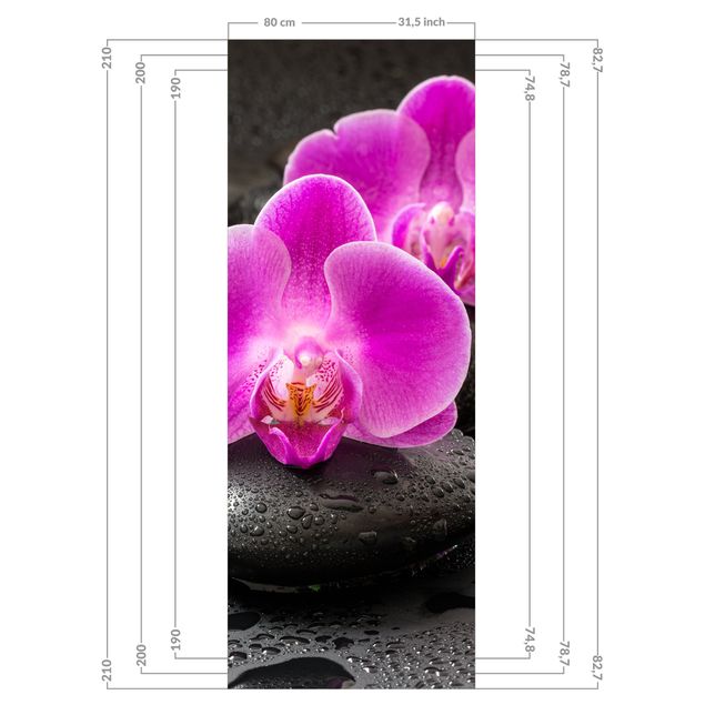 Tylna ścianka prysznicowa - Pink Orchid Flower On Stones With Drops