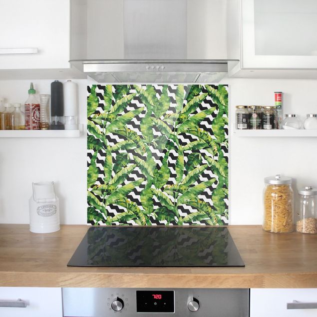 Panel szklany do kuchni Wzór geometryczny w dżungli Zig Zag