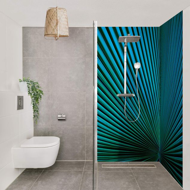 Tylna ścianka prysznicowa - Tropical Plants Palm Leaf In Turquoise ll