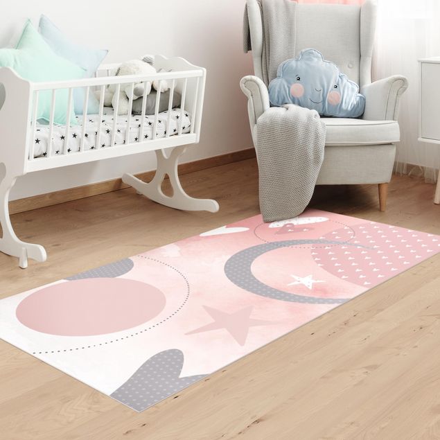 dywan zewnetrzny Grafika na dywaniku dla dzieci - Gwiazdy i księżyc