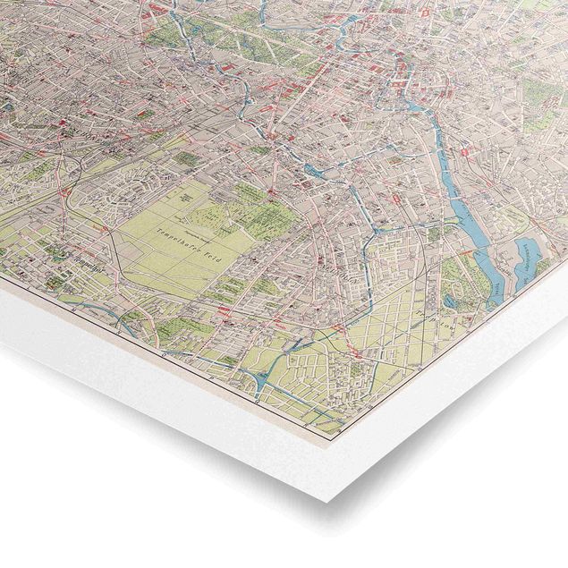 Obrazy retro Mapa miasta w stylu vintage Berlin