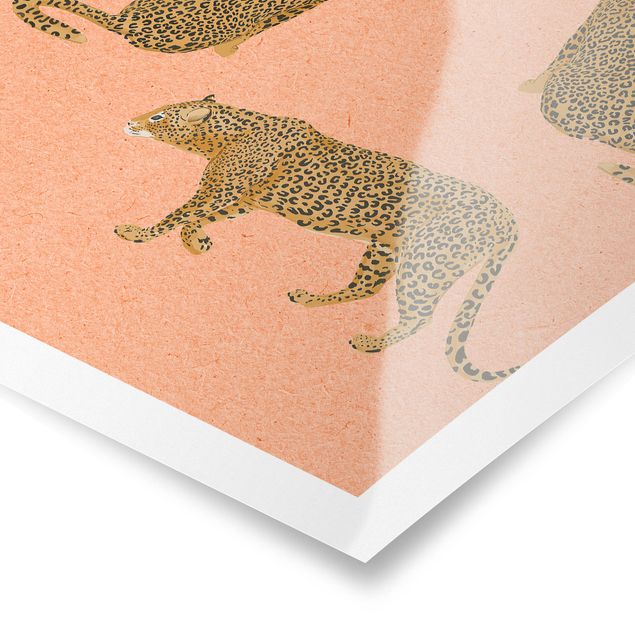 Obraz pomarańczowy Ilustracja Leopard Różowe malarstwo
