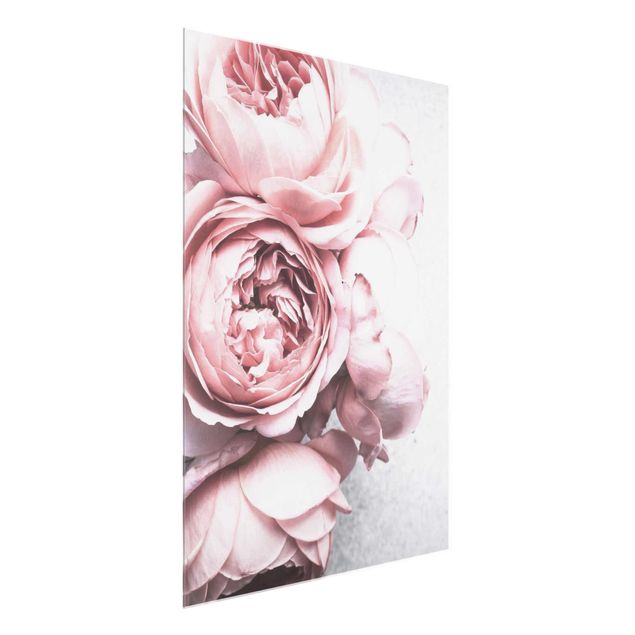 Obrazy nowoczesne Kwiaty różowej piwonii Shabby Pastel