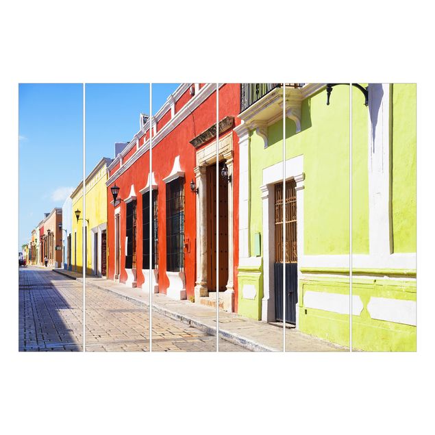Zasłony panele Kolorowe fronty domów