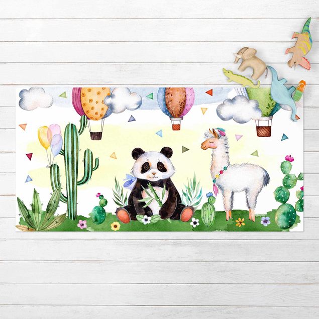dywany zewnętrzne tarasowe Panda i lama Akwarela