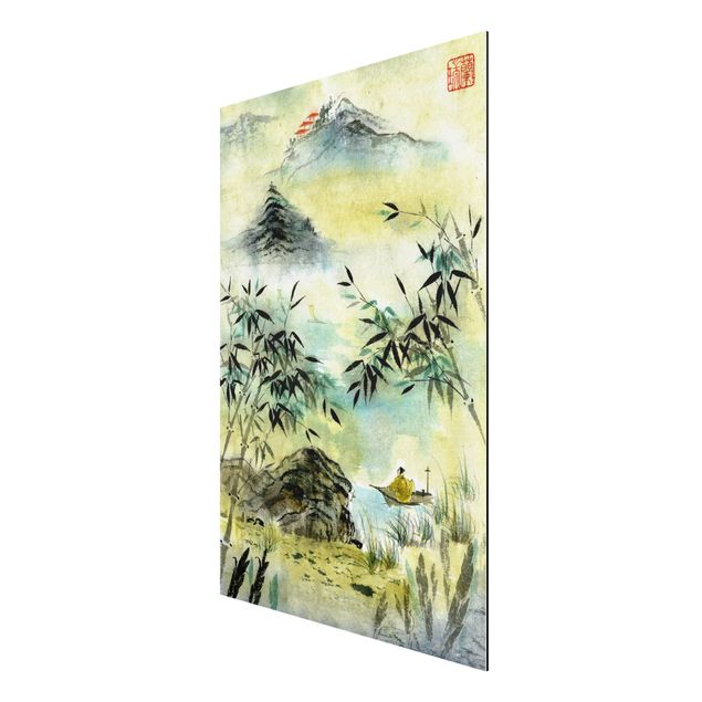 Obrazy do salonu Japoński rysunek akwarelą Las bambusowy