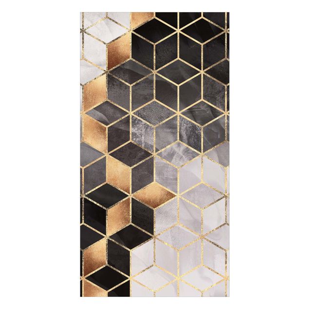 Tylna ścianka prysznicowa - Black And White Golden Geometry