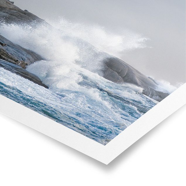 Obrazy krajobraz Fale sztormowe przy latarni morskiej