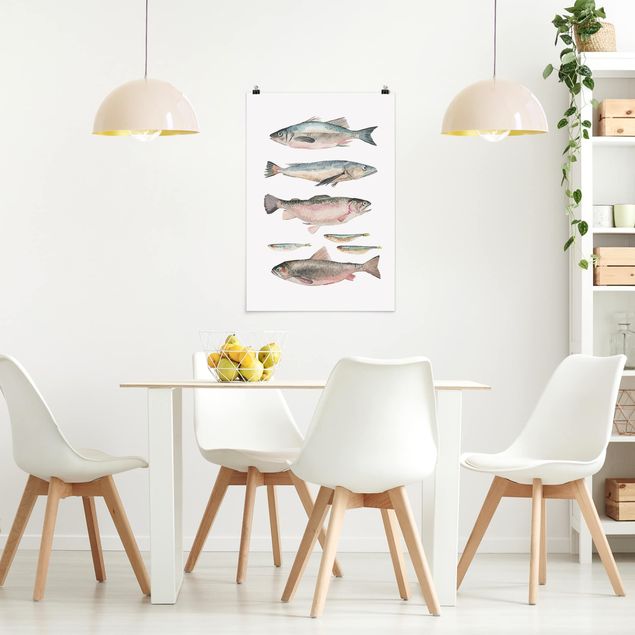 Obrazy nowoczesny Siedem rybek w akwareli I