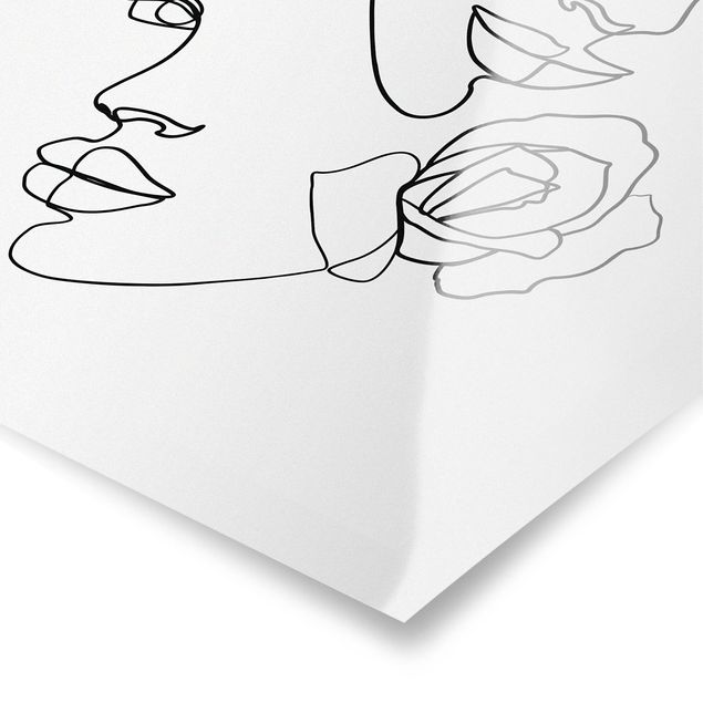 Obrazy motywy kwiatowe Line Art Twarze kobiet Róże czarno-biały