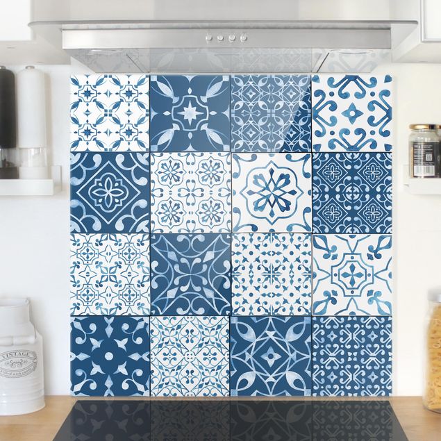 Dekoracja do kuchni Wzór płytek Mix niebiesko-biały