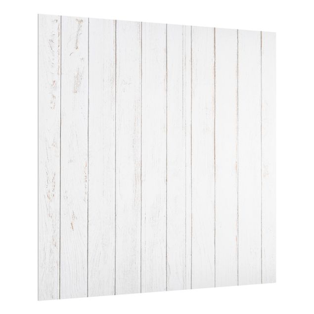 Panel szklany do kuchni - Białe deski drewniane Shabby