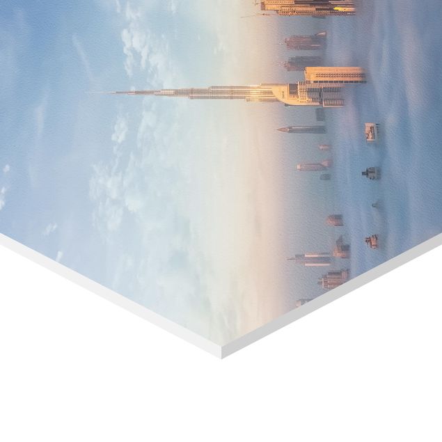 Obraz heksagonalny Dubaj ponad chmurami