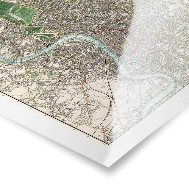Plakaty vintage Mapa miasta w stylu vintage Londyn