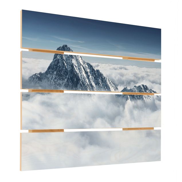 Obraz z drewna - Alpy ponad chmurami