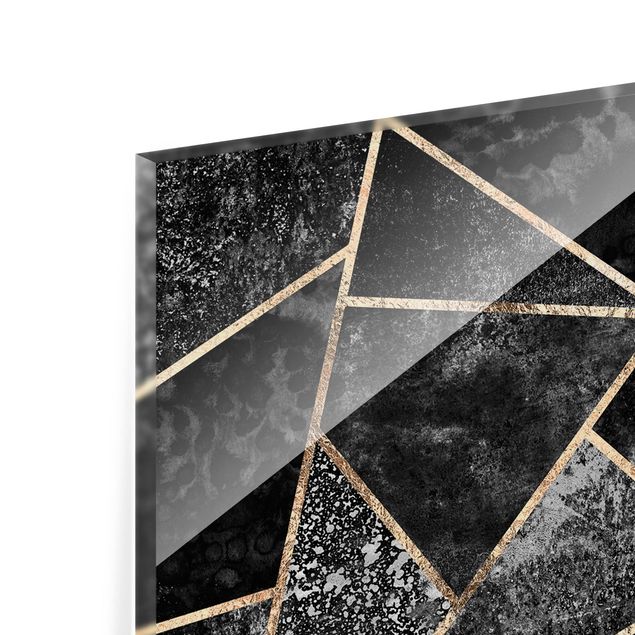 Panel szklany do kuchni - Szare trójkąty złote