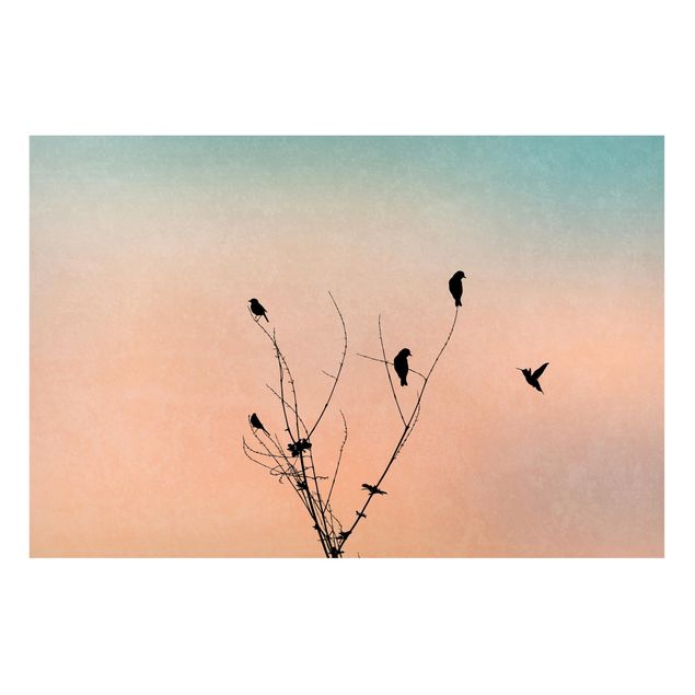 Obrazy do salonu Ptaki na tle różowego słońca II