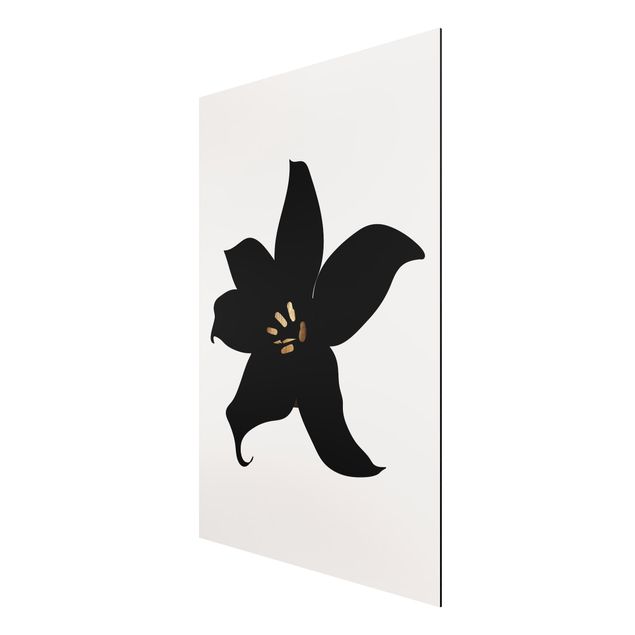 Obrazy do salonu Graficzny świat roślin - Orchidea czarno-złota