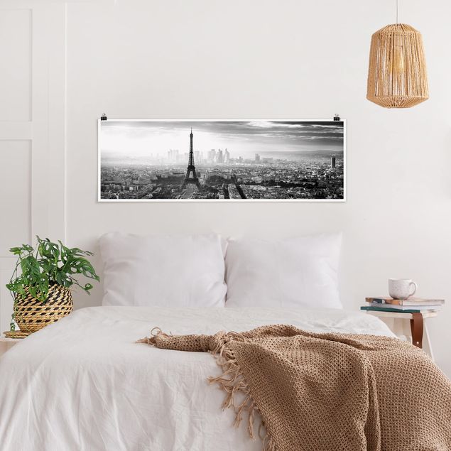 Obrazy nowoczesne Wieża Eiffla z góry, czarno-biała