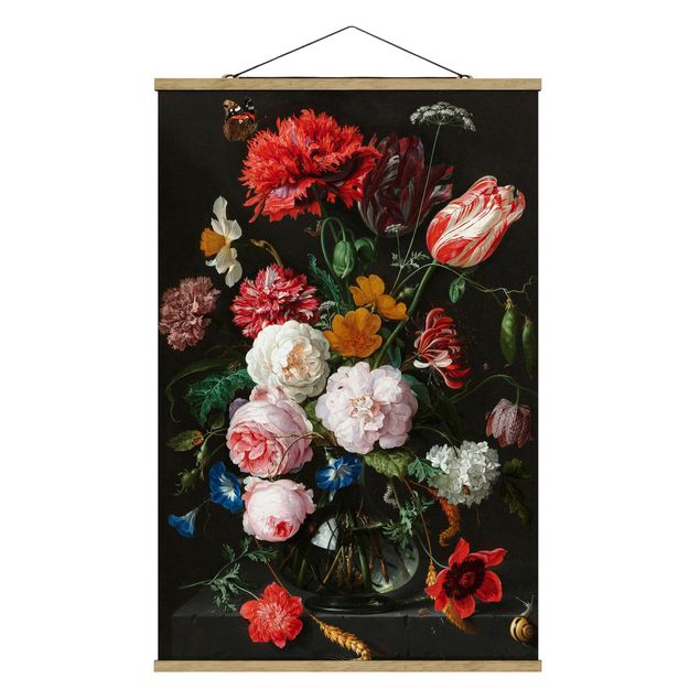 Martwa natura obraz Jan Davidsz de Heem - Martwa natura z kwiatami w szklanym wazonie