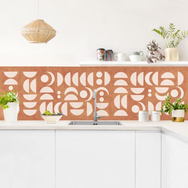 Panel szklany do kuchni Abstract Moon Terracotta