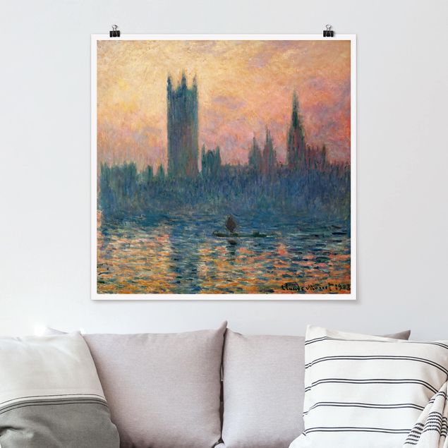 Obrazy do salonu Claude Monet - Zachód słońca w Londynie