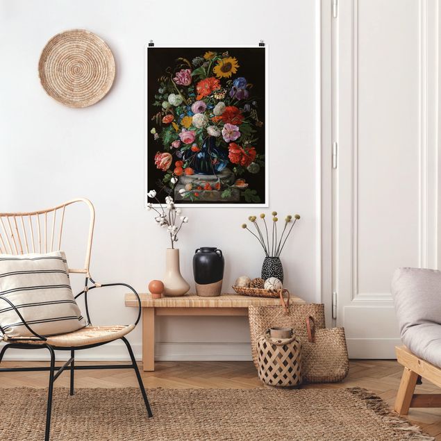 Nowoczesne obrazy do salonu Jan Davidsz de Heem - Szklany wazon z kwiatami