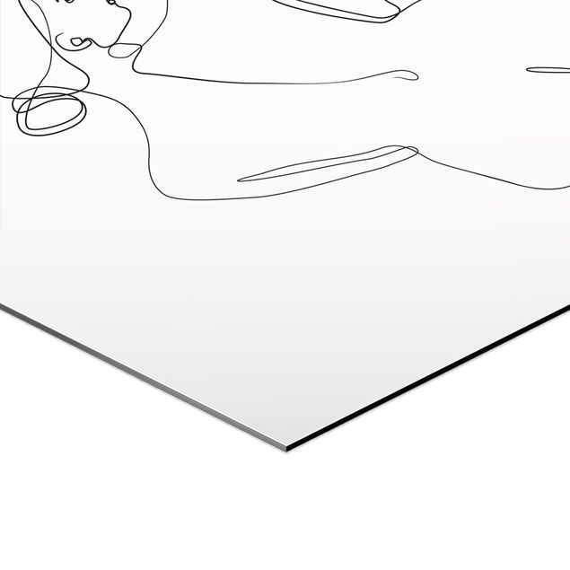 Obraz heksagonalny z Alu-Dibond 3-częściowy - Linia Art Kobiety nago czarne białe Zestaw