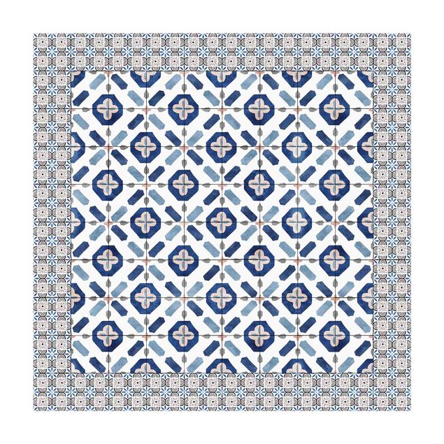 nowoczesny dywan Płytki marokańskie okno w kwiaty z ramą z płytek ceramicznych