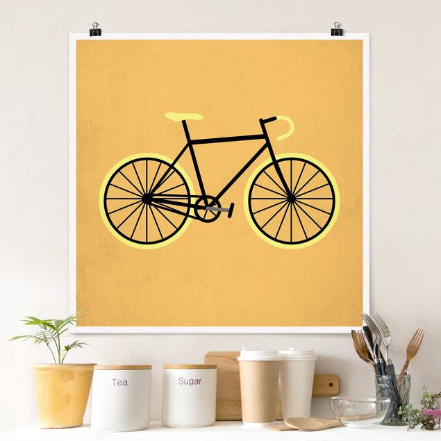Dekoracja do kuchni Rower w kolorze żółtym