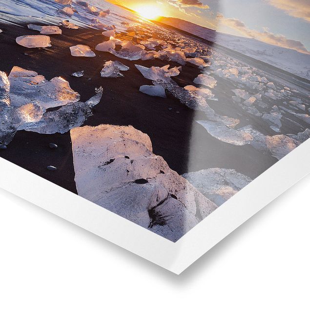 Obrazy plaża Lodowe kawałki na plaży Islandia