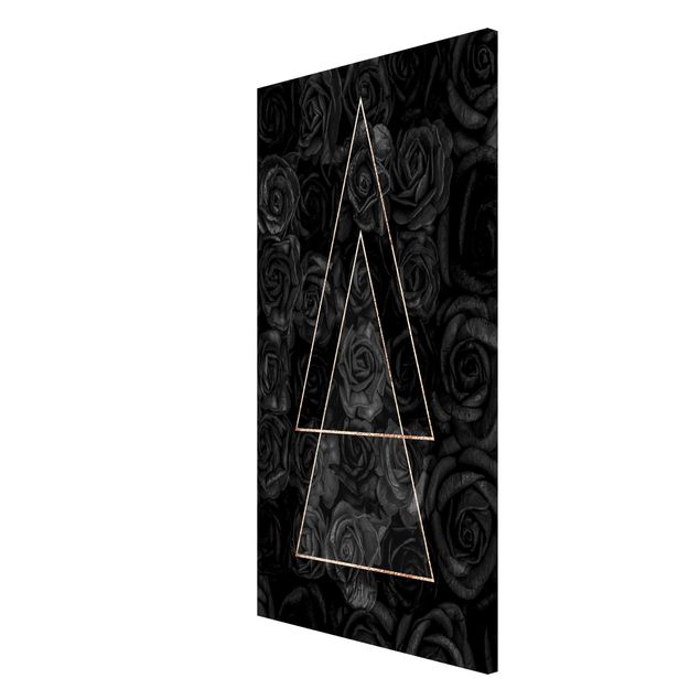 Obrazy nowoczesny Czarne róże ze złotymi trójkątami