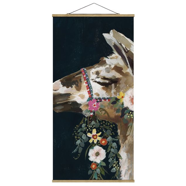 Obrazy nowoczesny Lama z dekoracją kwiatową II
