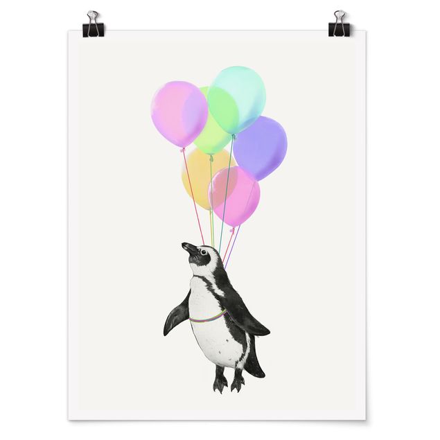 Obrazy zwierzęta Ilustracja pastelowych balonów w kształcie pingwina