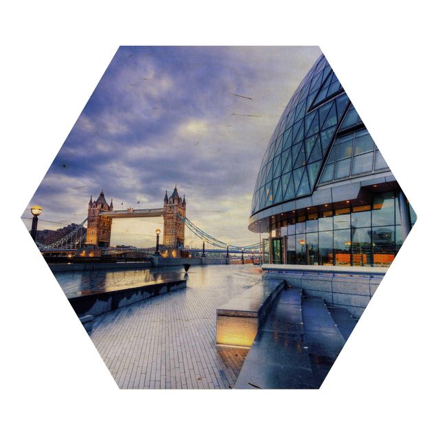 Obraz heksagonalny z drewna - Cityhall London