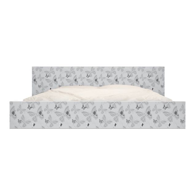 Okleina meblowa IKEA - Malm łóżko 180x200cm - Motylki monochromatyczne