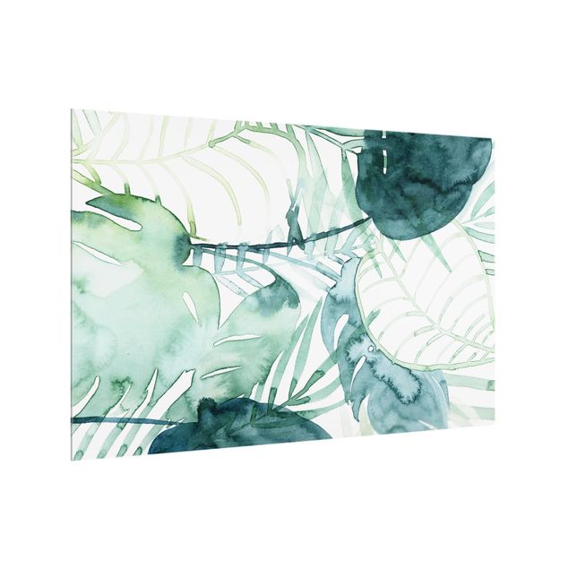 Panel szklany do kuchni - Fronty palmowe w akwareli II