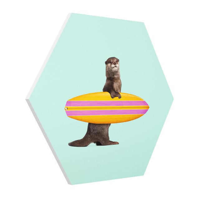 Nowoczesne obrazy Otter z deską surfingową