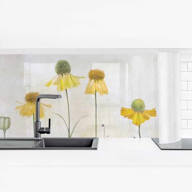 Panel ścienny do kuchni - Żółte kwiaty Helenium