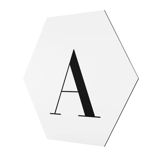 Obraz heksagonalny z Alu-Dibond - Biała litera Szeryf A