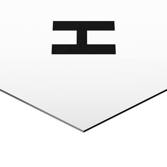 Obraz heksagonalny z Alu-Dibond - Biała litera H